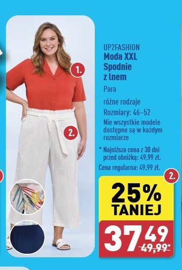 Spodnie damskie z lnem 46-52 Up2fashion promocja