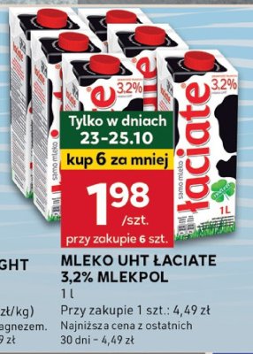 Mleko UHT 艁aciate 3,2% Mlekpol promocja w Stokrotka