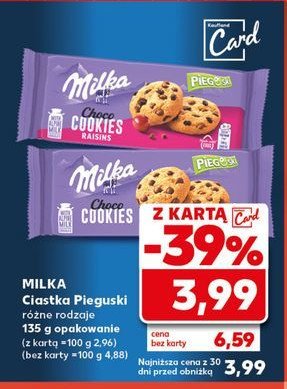 Ciastka z czekolad膮 i rodzynkami Milka pieguski promocja