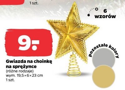 Gwiazda na choinkę na sprężynce , różne rodzaje promocja w Netto