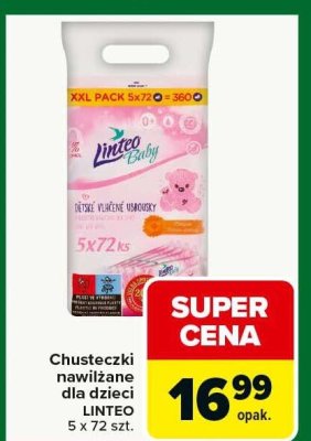 Chusteczki nawilżane dla dzieci LINTEO 5 x 72 szt. promocja w Carrefour