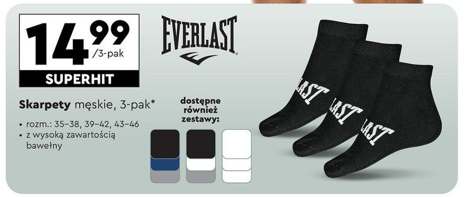 Skarpety męskie rozm. 35-38 Everlast promocja