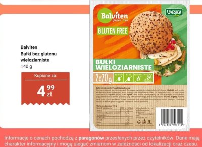 Bułki bez glutenu wieloziarniste 140 g Balviten promocja w Dino