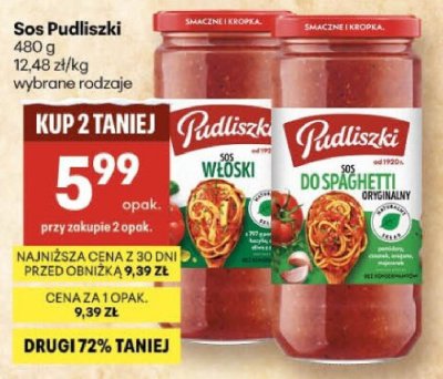 Sos Pudliszki, wybrane rodzaje promocja w Delikatesy Centrum