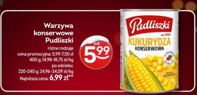 Warzywa konserwowe Pudliszki różne rodzaje promocja w Żabka