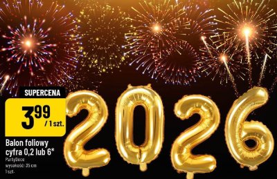 Balon foliowy cyfra 0,2 lub 6 promocja w POLOmarket