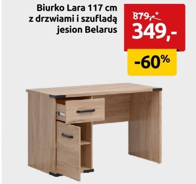 Biurko Lara 117 cm z drzwiami i szufladą jesion Belarus promocja w Black Red White