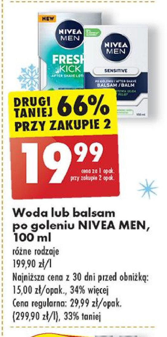 Woda po goleniu fresh kick Nivea men promocja w Biedronka