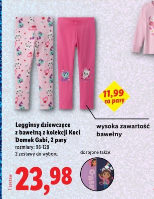 Legginsy dziewczęce z bawełną z kolekcji Koci Domek Gabi, 2 pary promocja w Lidl