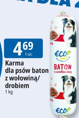Karma dla psów baton z wołowiną i drobiem Eco+ promocja w Leclerc