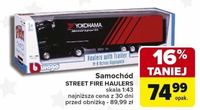 Samochód Bburago Street Fire Haulers skala 1:43 promocja w Carrefour