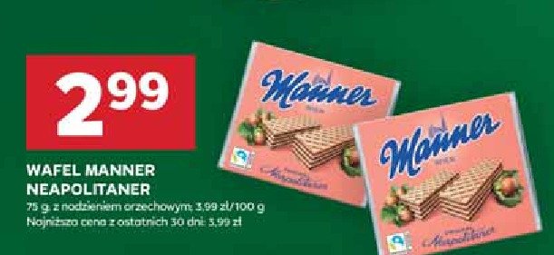 Wafle z nadzieniem czekoladowym Manner promocja