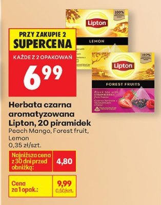 Herbata czarna aromatyzowana Lipton, 20 piramidek Forest fruit promocja w Biedronka