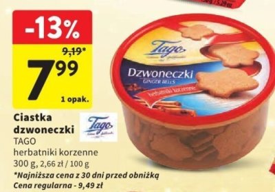 Ciastka dzwoneczki TAGO herbatniki korzenne promocja w Intermarche
