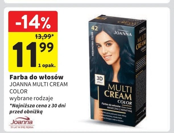 Farba do włosów 42.5 granatowa czerń Joanna multi cream color promocja w Intermarche