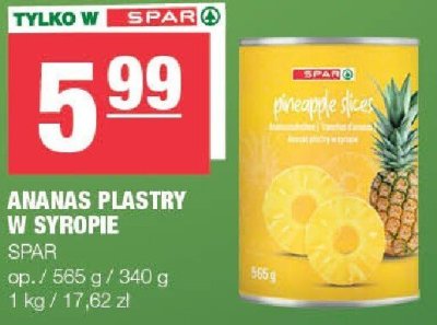 Ananas plastry w syropie SPAR promocja w SPAR