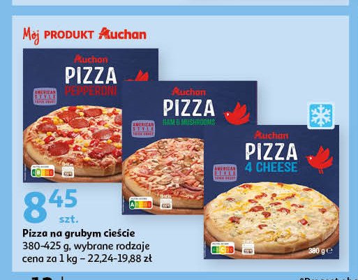 Pizza 4 sery Auchan różnorodne (logo czerwone) promocja