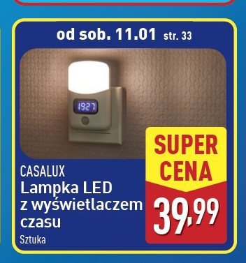 Lampka ścienna  z wyświetlaczem czasu Casalux promocja