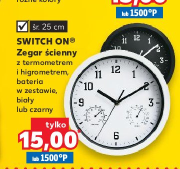 Zegar ścienny biały 25 cm Switch on promocja