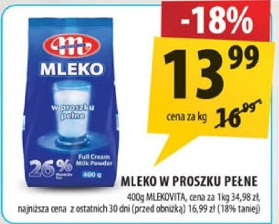 Mleko w proszku pełne Mlekovita promocja w Arhelan