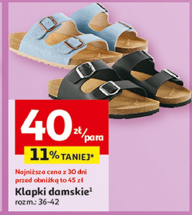 Klapki damskie 36-42 Auchan inextenso promocja w Auchan