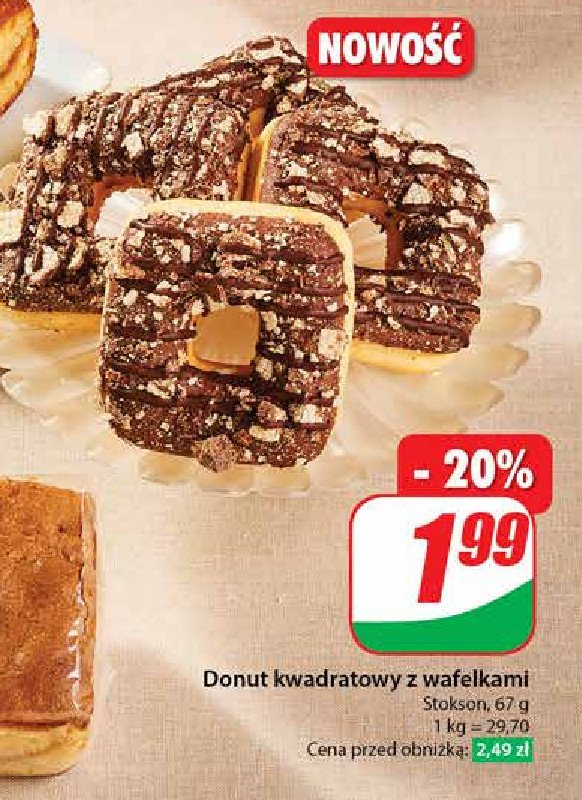 Donut kwadratowy z wafelkami Stokson promocja