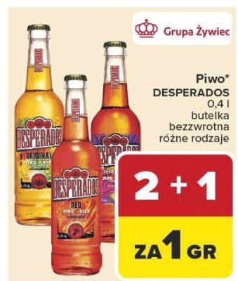 Piwo Desperados 0,4 l butelka bezalkoholowe różne rodzaje promocja w Carrefour