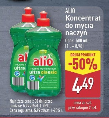 P艂yn do mycia naczy艅 ultra classic Alio promocja
