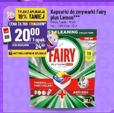 Kapsułki do zmywarki Fairy plus Lemon promocja w POLOmarket