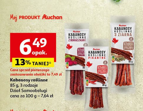 Kabanosy roślinne pikantne Auchan promocja