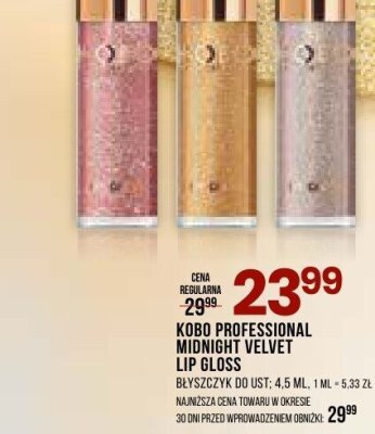 Kosmetyki do makijażu KOBO PROFESSIONAL MIDNIGHT VELVET LIP GLOSS błyszczyk do ust promocja w Drogerie Natura