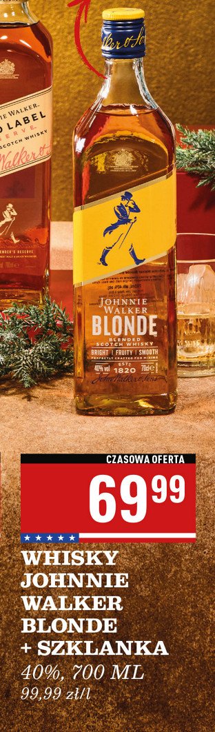 Whisky + szklanka Johnnie walker blonde promocja w Biedronka