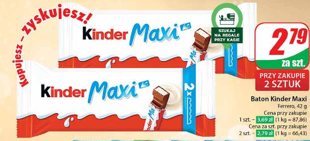 Czekoladka Kinder maxi promocja w Dino