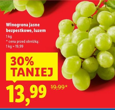 Winogrona jasne bezpestkowe, luzem promocja w Lidl