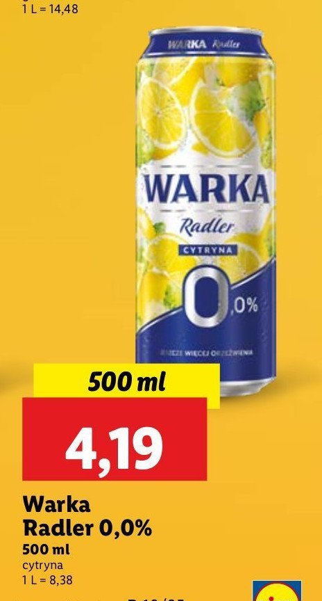 Piwo Warka Radler Lemon promocja