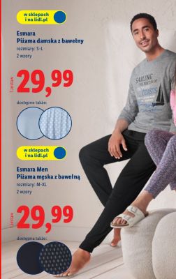 Piżama męska z bawełną  promocja w Lidl