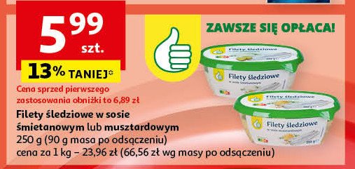 Filety śledziowe w sosie śmietanowym Podniesiony kciuk promocja