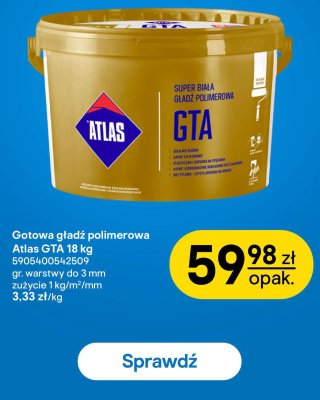 Gotowa gładź polimerowa Atlas GTA 18 kg promocja w Castorama