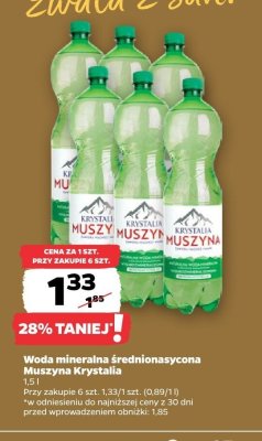Woda mineralna średnionasycona Muszyna Krystalia promocja w Netto
