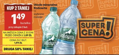 Woda mineralna Rodowita wybrane rodzaje promocja w Delikatesy Centrum