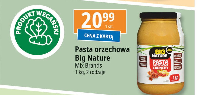 Pasta orzechowa crunchy Big nature promocja