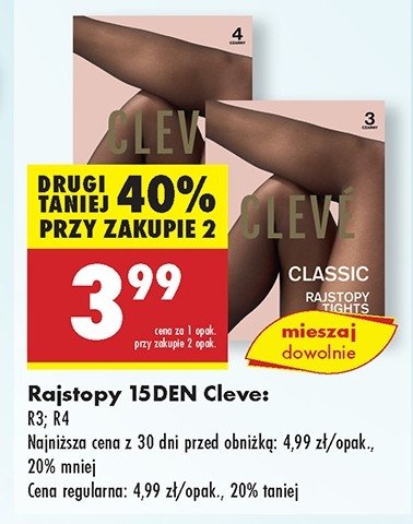 Rajstopy damskie classic 4 Cleve promocja w Biedronka