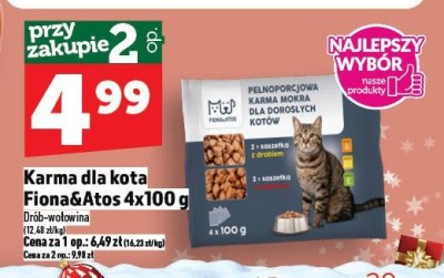 Karma dla kota Fiona&Atos 4x100g saszetki promocja w TOPAZ