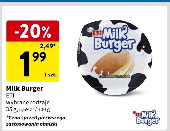 Baton z mlekiem i z miodem Eti milk burger promocja