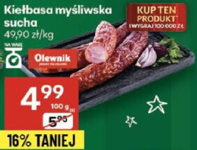 Kiełbasa myśliwska sucha promocja w Delikatesy Centrum