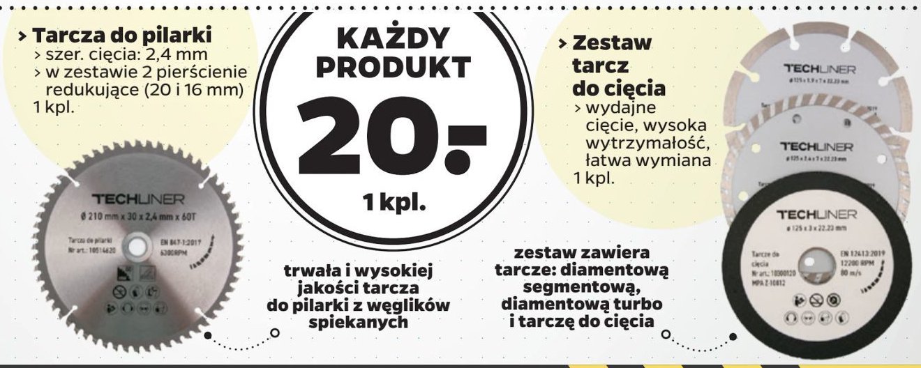Zestaw tarcz do ci臋cia 125 mm Techliner promocja