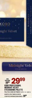 Kosmetyki do makijażu KOBO PROFESSIONAL MIDNIGHT VELVET EYESHADOWS PALETTE paletka cieni do powiek promocja w Drogerie Natura