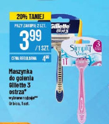 Maszynka do golenia pink Gillette simply venus 3 promocja