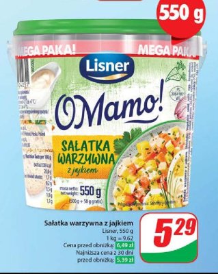 Sałatka warzywna z jajkiem Lisner o mamo! promocja