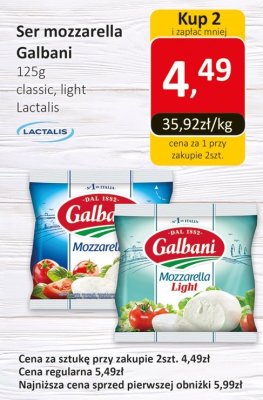 Ser mozzarella Galbani classic, light Lactalis promocja w Market Point